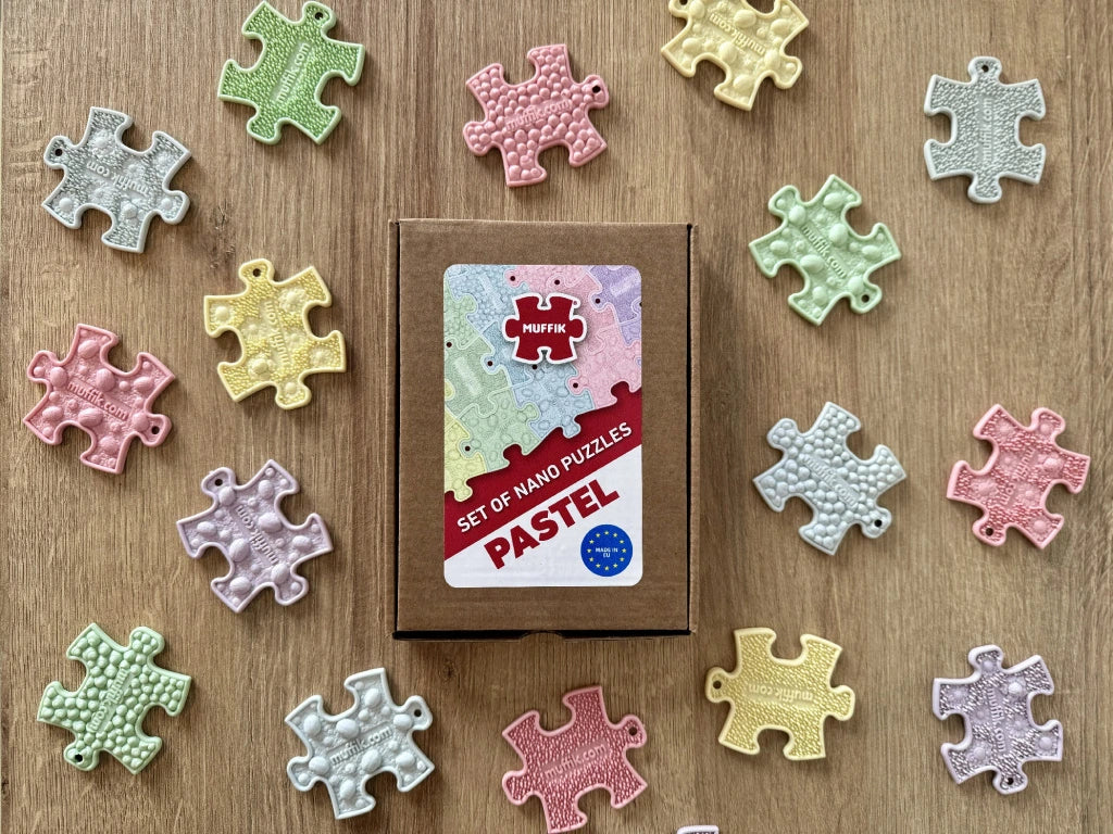 MUFFIK® Komplet senzoričnih sestavljank NANO - pastelne barve